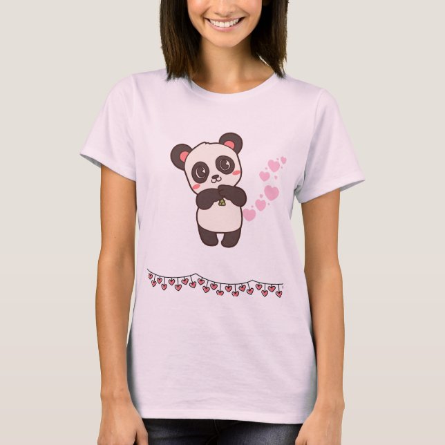 T-shirt Adorable Panda Hug - Plaisir Rose (Devant)