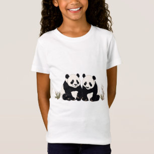 T-Shirt Adorable pandas géants assis côte à côte