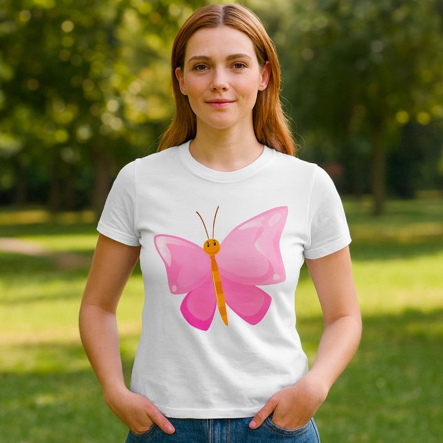T-shirt adorable Papillon de dessin rose (Créateur téléchargé)