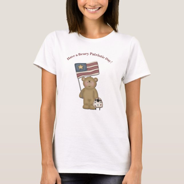 T-shirt Adorable Patriotique Pays Teddy Ours et agneau T-S (Devant)