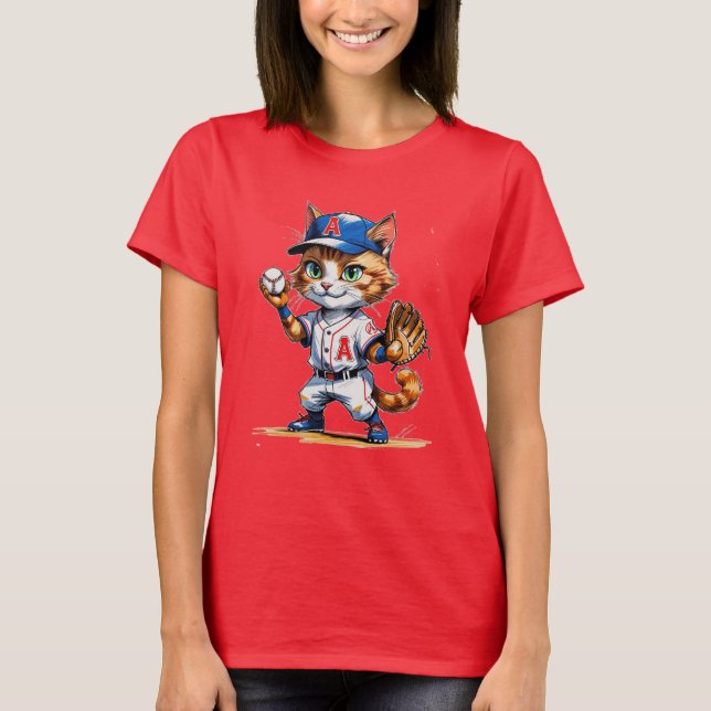 T-shirt Adorable Petit Chat De Baseball De Ligue ! (Devant)