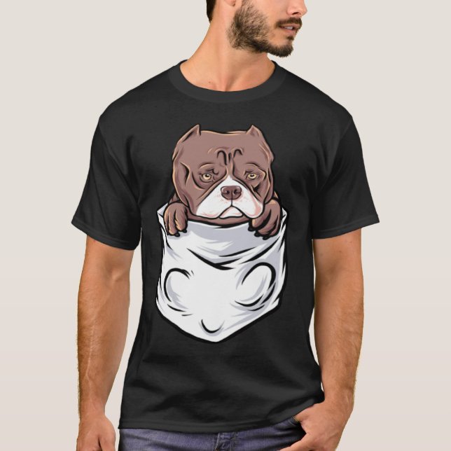 T-shirt Adorable Pit Bull Terrier Puppy  Cute Pocket (Devant)