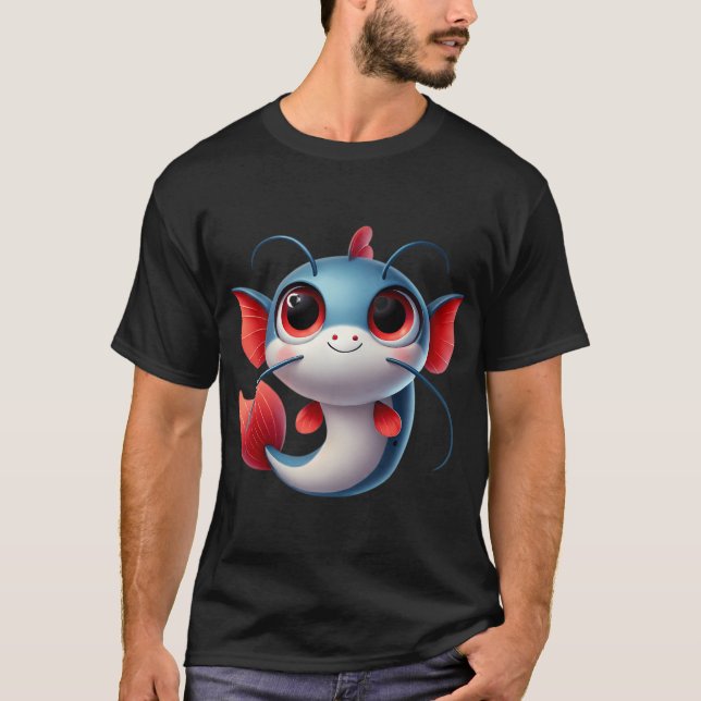 T-shirt Adorable Poisson-chat à queue rouge (Devant)