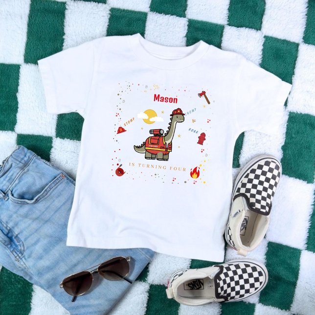 T-shirt Adorable pompier Dino anniversaire (Créateur téléchargé)