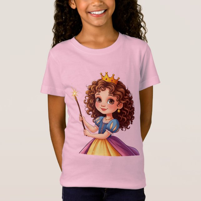 T-Shirt Adorable Princesse tenant une baguette magique (Devant)