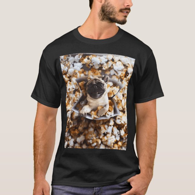 T-shirt Adorable Pug au popcorn (Devant)