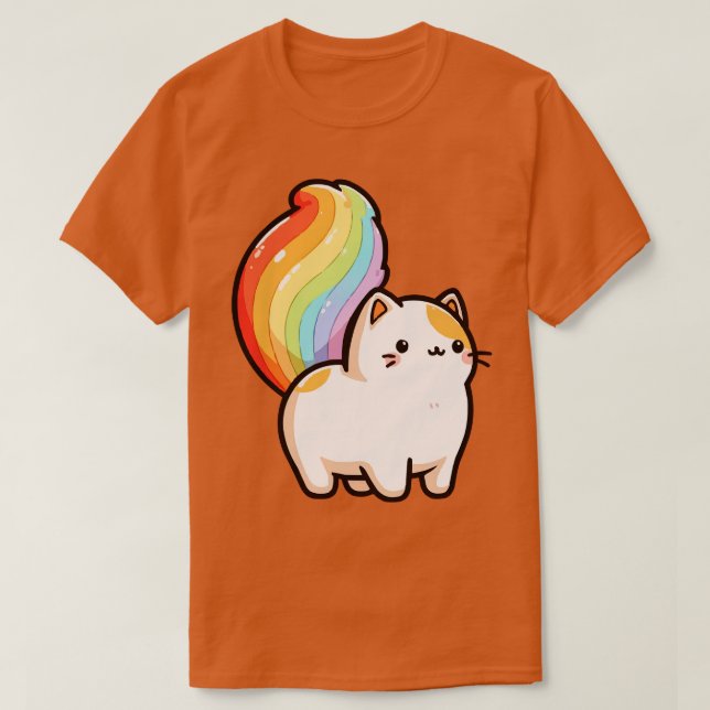 T-shirt adorable queue de chat arc-en-ciel (Design devant)