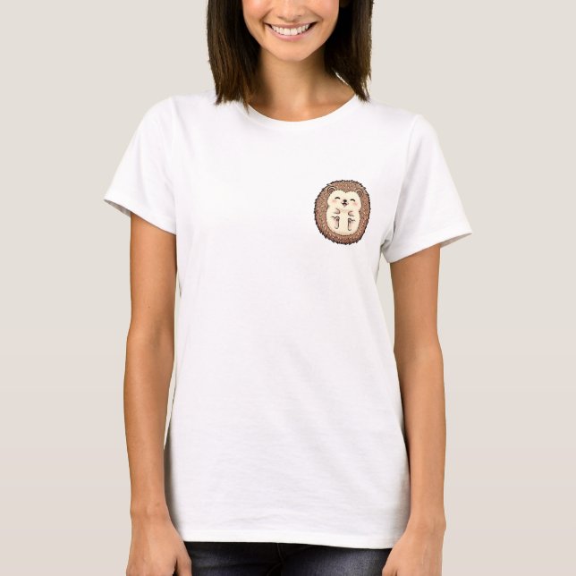 T-shirt Adorable Round Hedgehog with Joyful Smile (Devant)