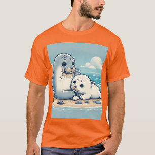 T-shirt "Adorable Seal bébé avec maman - Ocean Love"