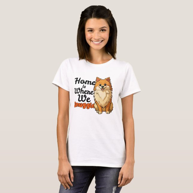 T-shirt Adorable "Snuggle" Pomeranian Puppy – Cute Kawaii  (Devant entier)