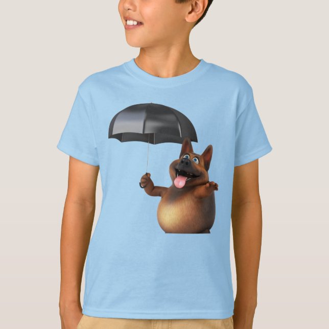 T-shirt Adorables 3D Universe mignon chien avec parapluie (Devant)