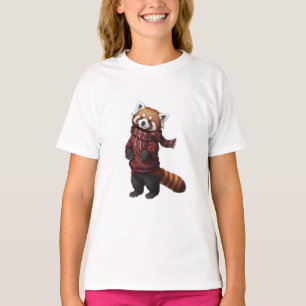 T-shirt Adorables petits pandas roux d'hiver