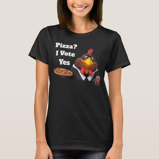 T-shirt Adorables Rooster Univers 3D Avec Pizza (Devant)