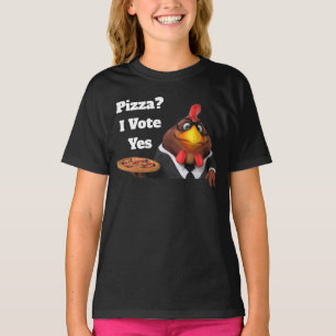 T-shirt Adorables Rooster Univers 3D Avec Pizza