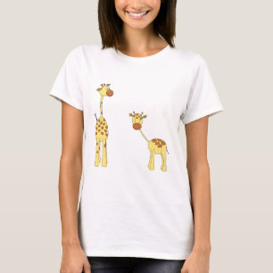 T-shirt Adulte et girafe de bébé. Bande dessinée