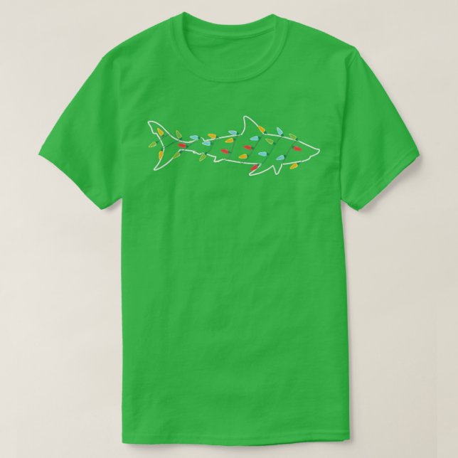 T-shirt Adulte requin Noël Arbre clair pyjama Noël cadeaux (Design devant)