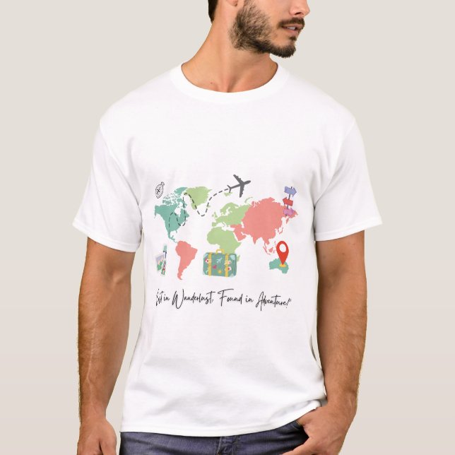 T-shirt "Adventure Await - Carte du monde de l'aquarelle a (Devant)