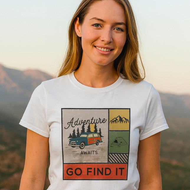 T-shirt Adventure Await Go Find It Retro Camping & Travel (Créateur téléchargé)