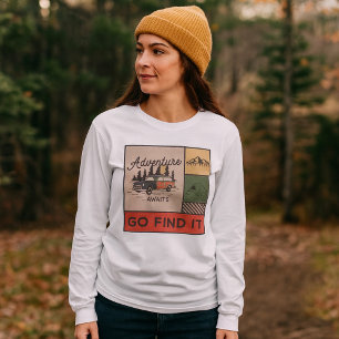 T-shirt Adventure Await Go Find It Retro Camping Travel