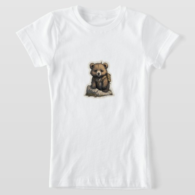 T-Shirt Adventure Await : Joli sac à dos à oreilles (Poser)