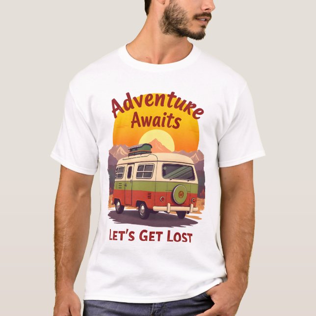 T-shirt Adventure Await - Obtenons Lost Van Life (Devant)
