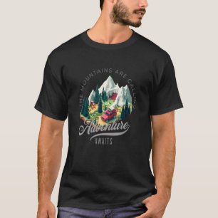T-shirt Adventure Await Randonnée Camping et plein air Ave