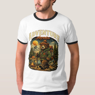 T-shirt Adventure Awaits Bear Hiking Camping Vintage Graph