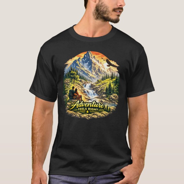 T-shirt Adventure Feels Right Vacation Shirt USA (Devant)