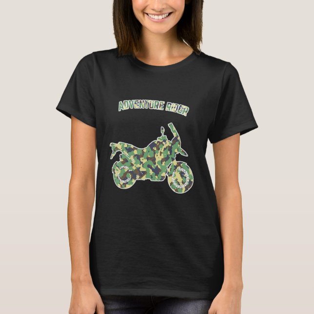 T-shirt Adventure Motorcycle Biker Off Road Rider Camoufla (Devant)
