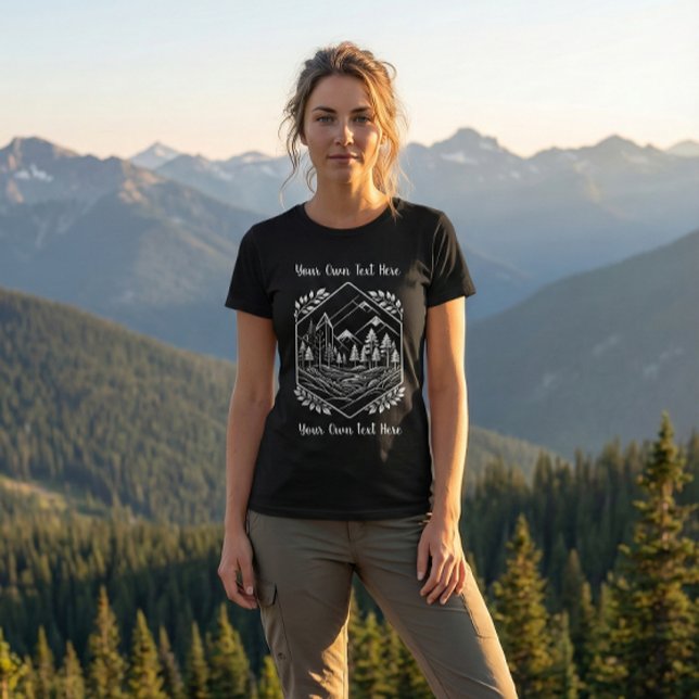 T-shirt Adventure Mountain Hexagon Nature Your Text (Adventure Mountain Hexagon Tee: Hit the trail! Your Text makes this hiker look uniquely yours.)