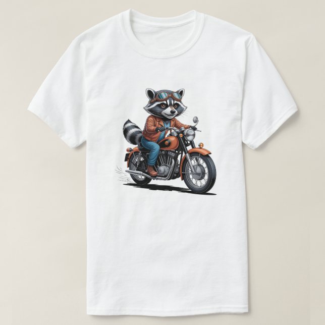 T-shirt Adventure Raccoon Biker Classic Motorcycle Graphic (Design devant)