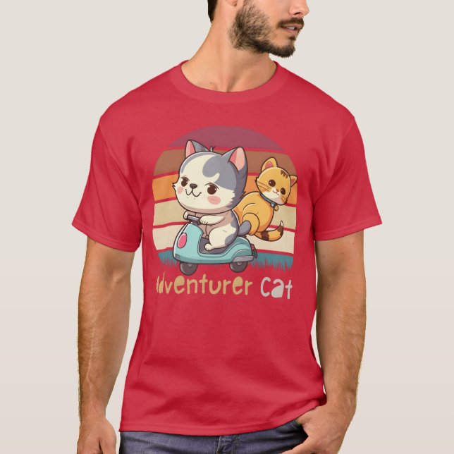 T-shirt Adventurer Cat drôle (Devant)
