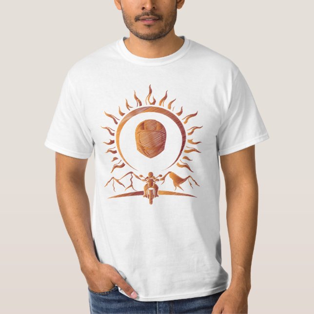 T-shirt Adventurous Spirit Orange Motorcycle Helmet Sun (Devant)