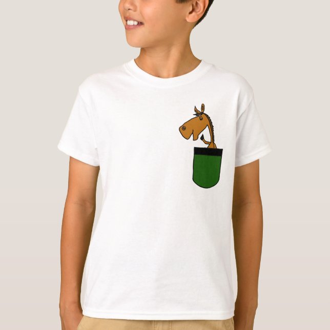 T-shirt AE- Cheval dans une chemise de poche (Devant)