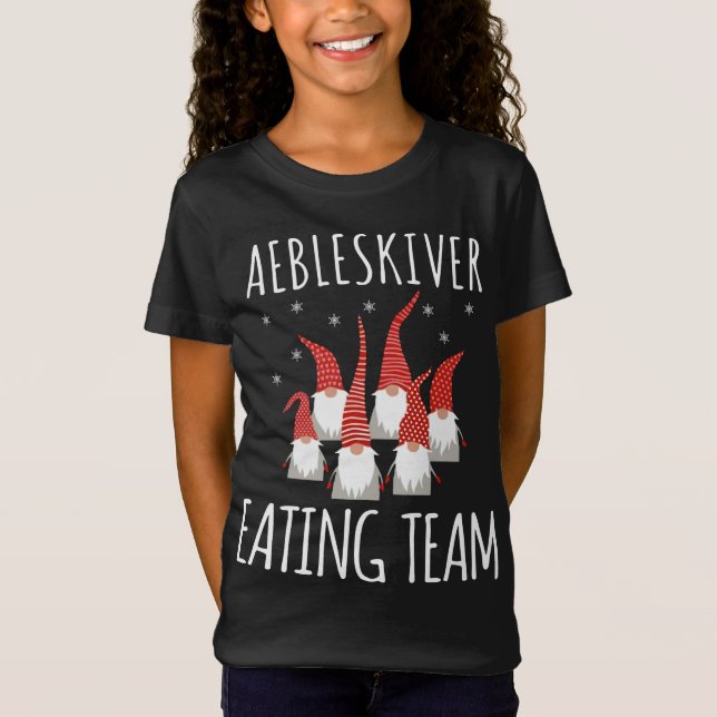 T-Shirt Aebleskiver Eating Team Gnomes Funny Aebleskiver L (Devant)