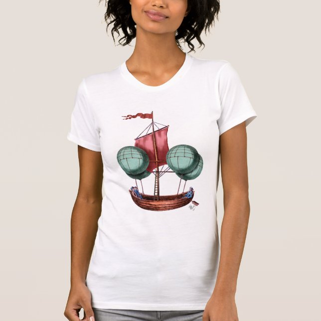 T-shirt Aéronef À Ballon À Air Chaud À Voile Rouge (Devant)