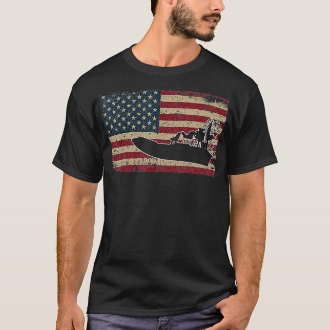 T-shirt Aéronef Amérique Drapeau I Patriotique Aéronef Cap (Devant)