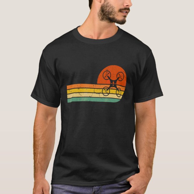 T-shirt Aéronef de télécommande rétro Quadcopter Drone 2 (Devant)