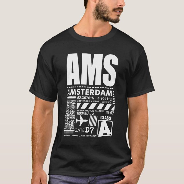 T-shirt Aéroport AMS Schiphol d'Amsterdam (Devant)