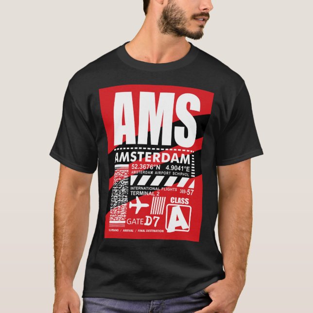 T-shirt Aéroport d'Amsterdam AMS (Devant)