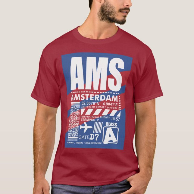 T-shirt Aéroport d'Amsterdam AMS (Devant)