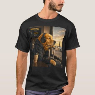 T-shirt Aéroport de voyage de café Retriever doré Drôle de