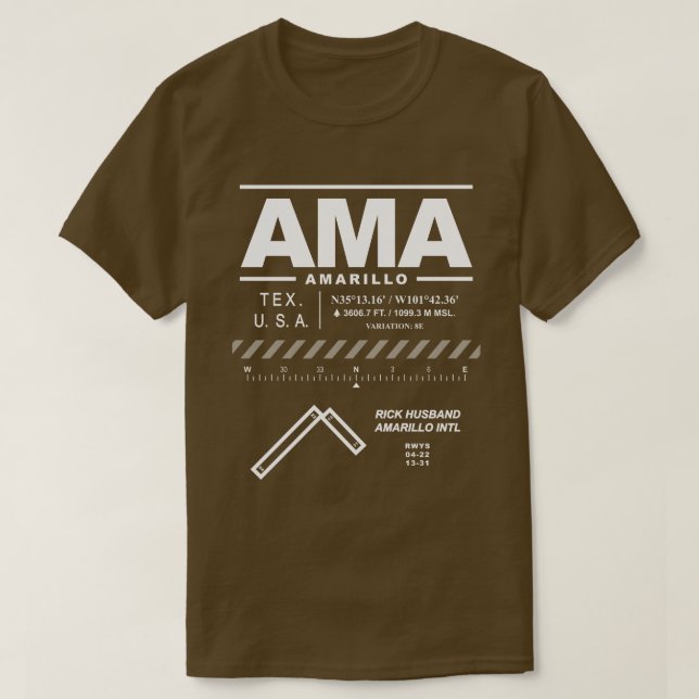 T-shirt Aéroport international Amarillo Rick Husband AMA (Design devant)