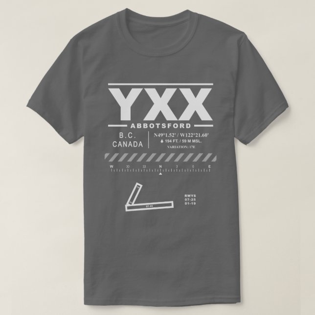 T-shirt Aéroport international d'Abbotsford YXX (Design devant)
