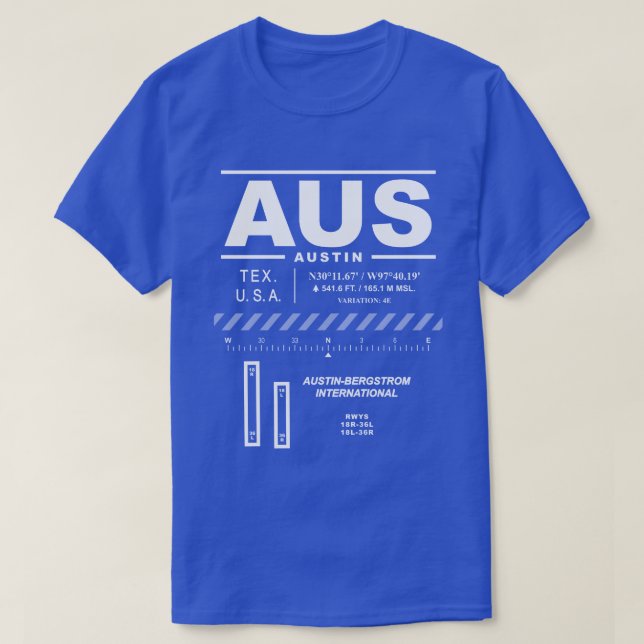 T-shirt Aéroport international d'Austin-Bergstrom AUS T-Sh (Design devant)