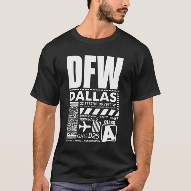 T-shirt Aéroport international de Dallas Fort Worth DFW (Devant)