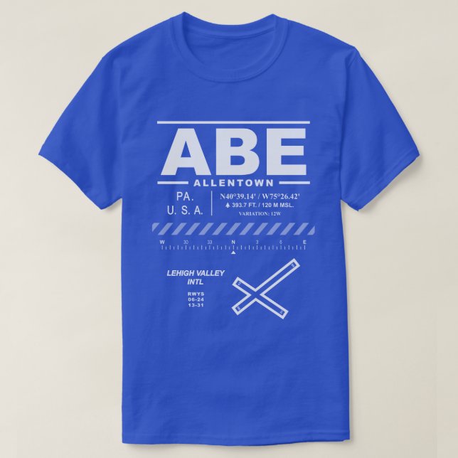 T-shirt Aéroport international de Lehigh Valley ABE (Design devant)