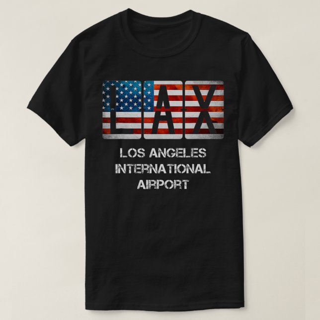 T-shirt Aéroport LAX Los Angeles Distresse Drapeau América (Design devant)