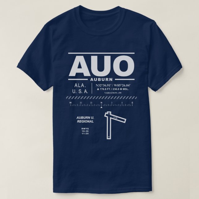 T-shirt Aéroport régional d'Auburn U. AUO (Design devant)