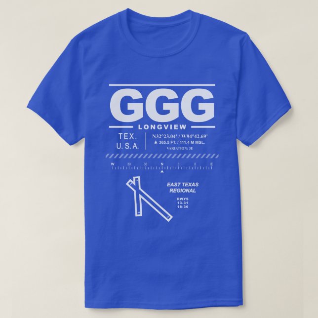 T-shirt Aéroport régional d'East Texas GGG (Design devant)